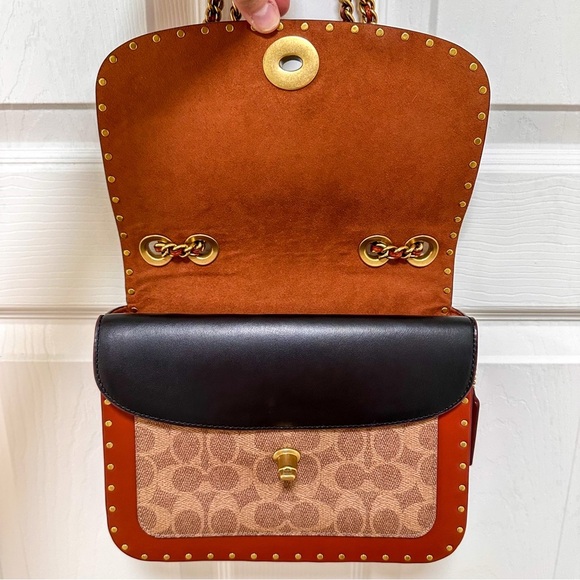 Coach Madison Shoulder Bag Refined Calf Leather Canvas & Snakeskin - Picture 10 of 13